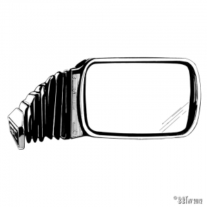 Sport mirror 'Baby Bravo' black synthetic material, right