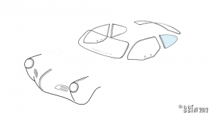 Rear side window, left