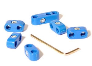 Spark plug wire retainers blue