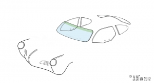 Windshield, clear on top green